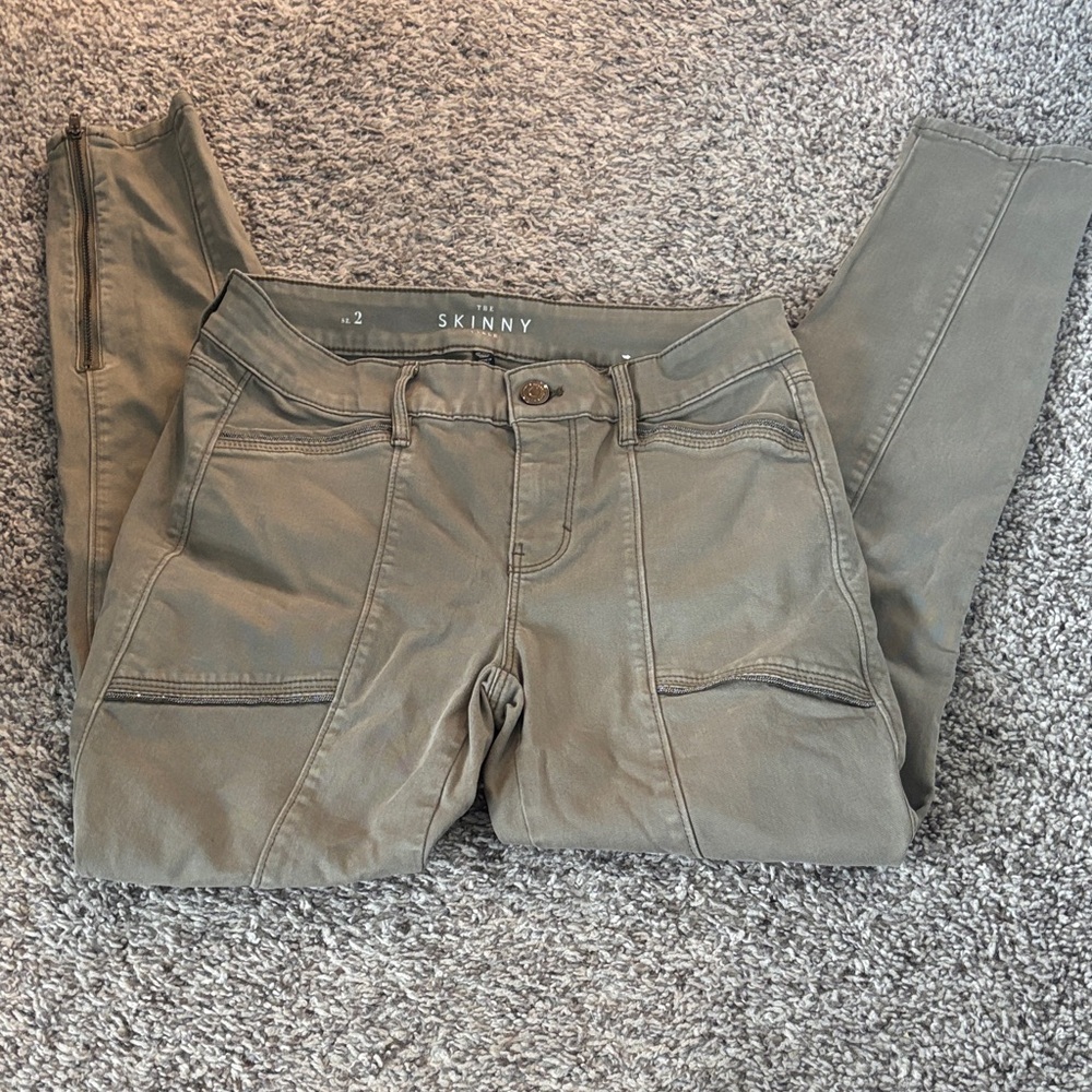 White House Black Market Olive Green Skinny Pants